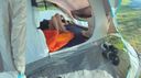 【個人撮影】野外露出♡キャンプ場のテントの中でセックスするド変態カップル♡