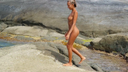 白人モデルの全裸★ビーチで全裸のプロモーション撮影！