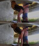 激ﾔﾊﾞ！【高画質4K映像】超美人モデル体型のホステスさんが出勤前に！！高速道路橋の下で！！